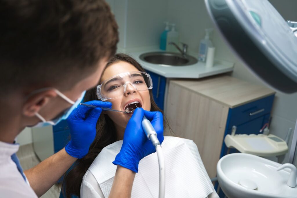 A woman getting a root canal